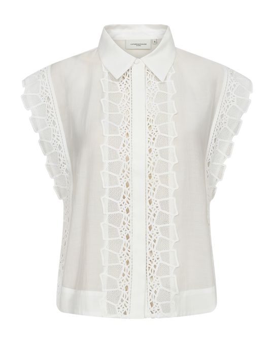 CMMOLLY - SKJORTE MED CUT-AND-SEW LACE I HVID