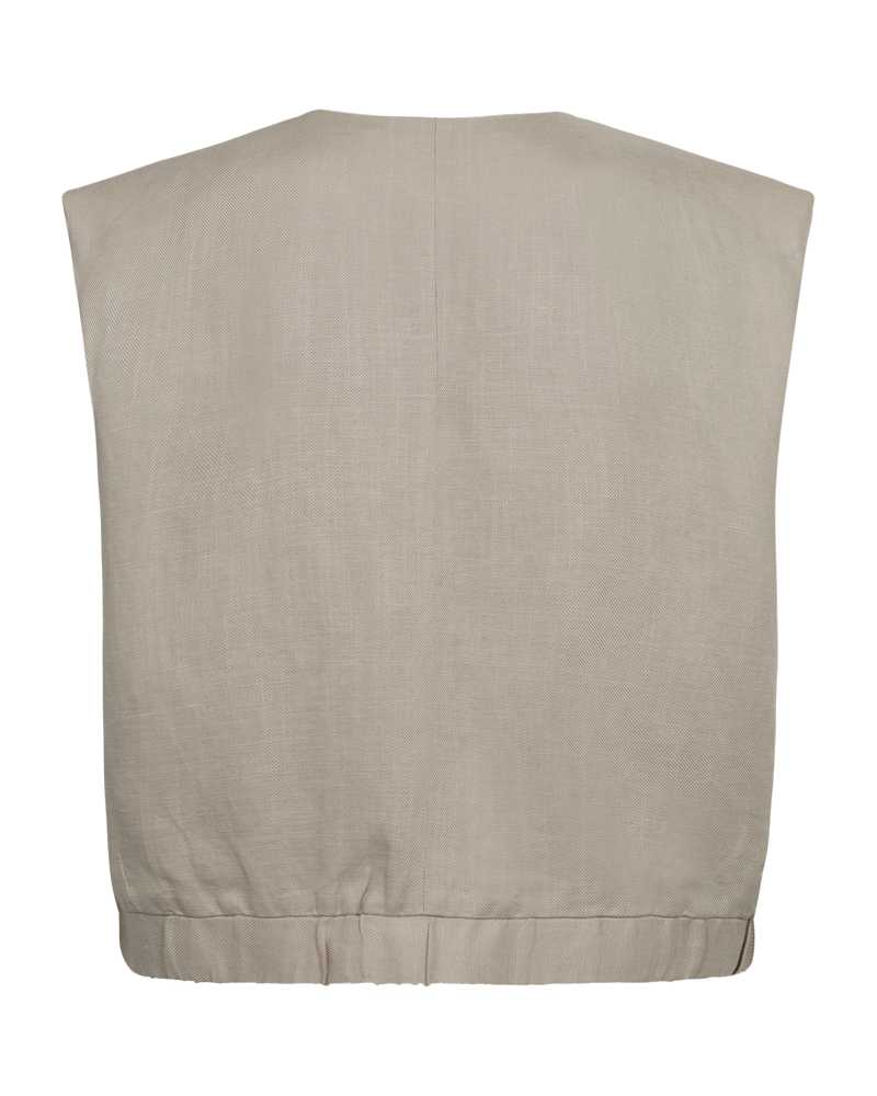 CMNATULI - KORT VEST MED ELASTIKKANT I BEIGE