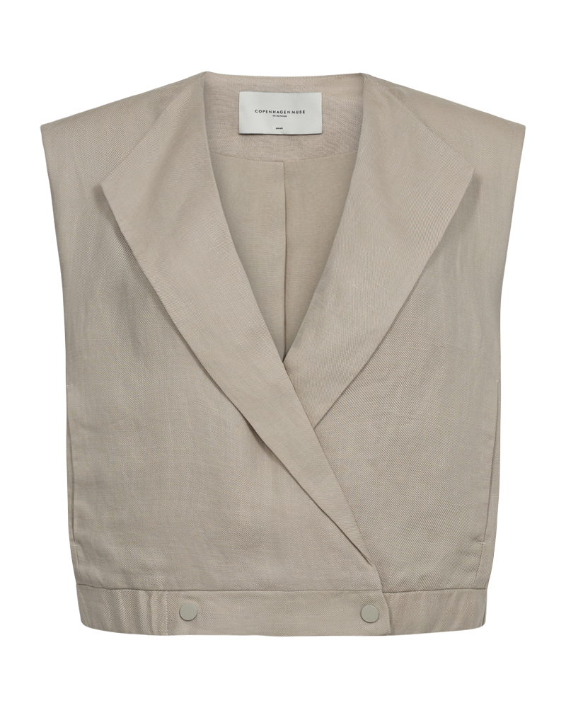 CMNATULI - KORT VEST MED ELASTIKKANT I BEIGE