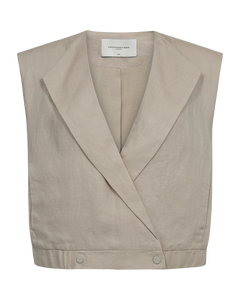 CMNATULI - KORT VEST MED ELASTIKKANT I BEIGE