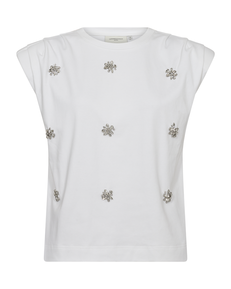 CMMUSE - T-SHIRT MED SIMILISTEN I HVID