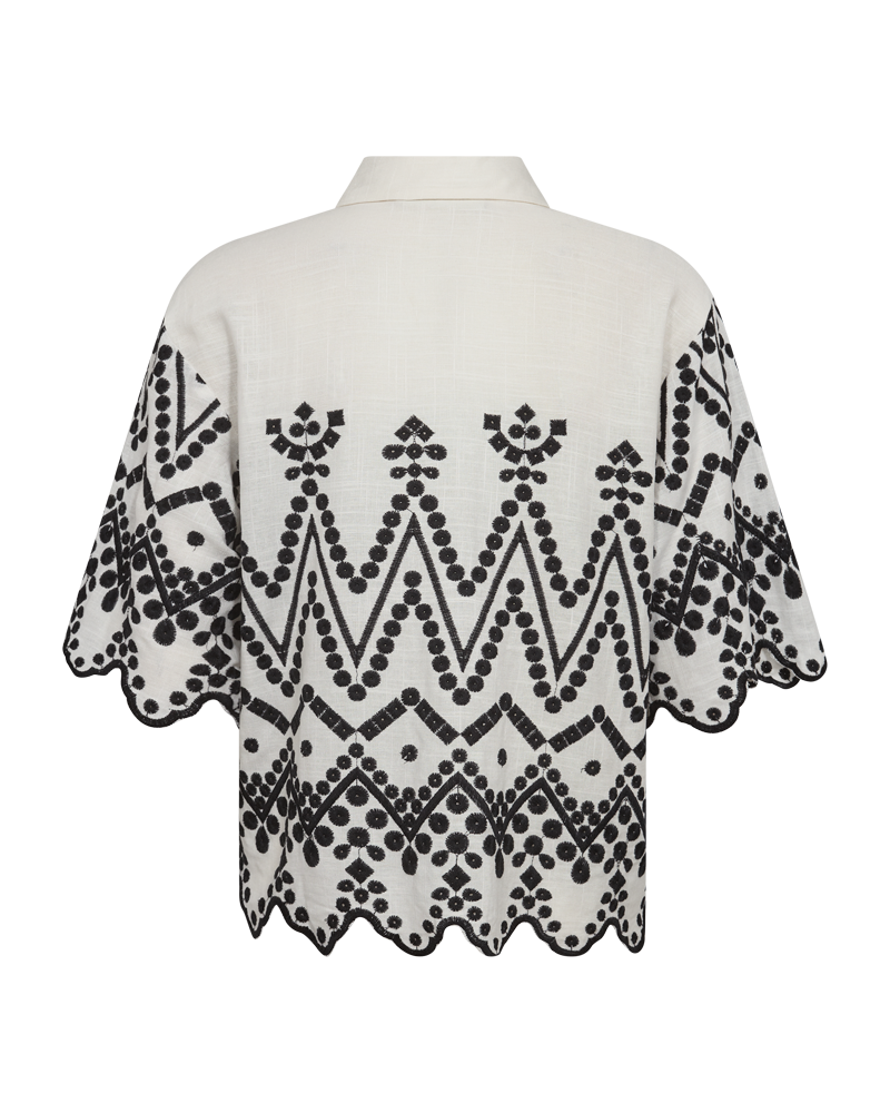 CMEMBROIDERY - SKJORTE MED ALLOVER BRODERI I HVID OG SORT,RÅHVID