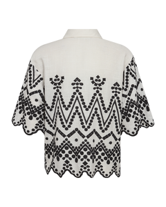 CMEMBROIDERY - SKJORTE MED ALLOVER BRODERI I HVID OG SORT,RÅHVID