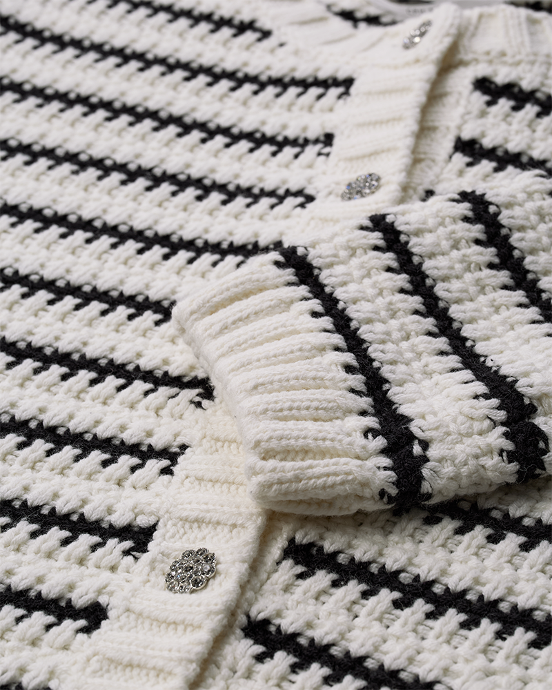 CMCOTTON - CARDIGAN I RÅHVID OG SORT