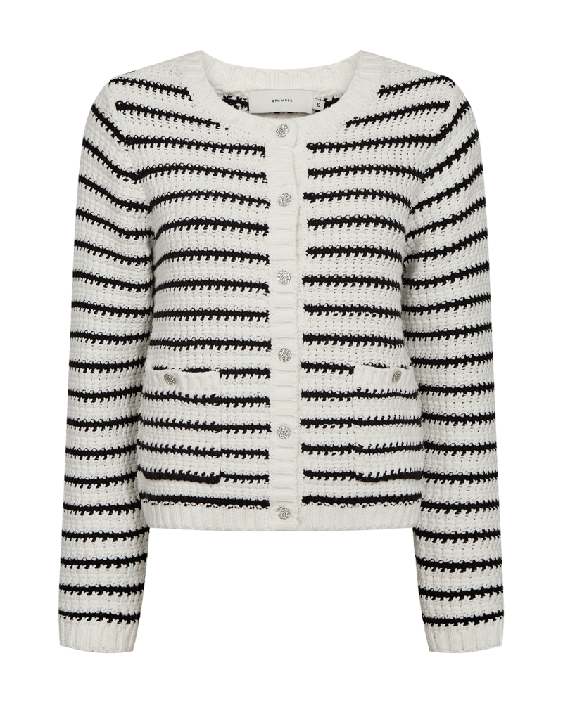 CMCOTTON - CARDIGAN I RÅHVID OG SORT
