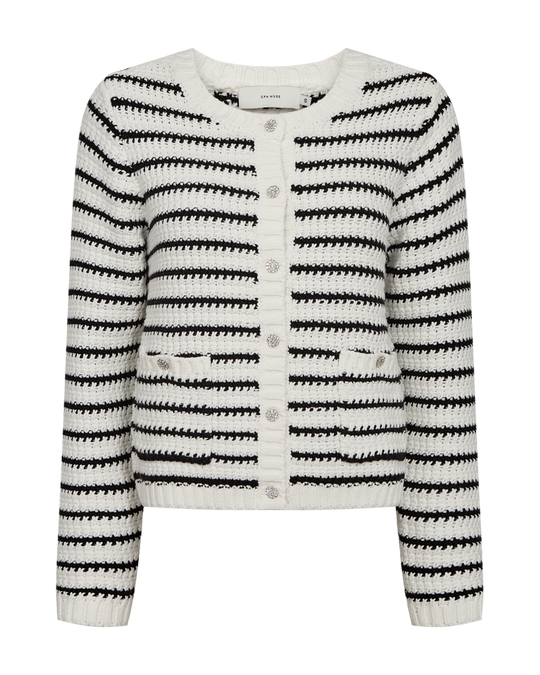 CMKOTOM - CARDIGAN I RÅHVID OG SORT