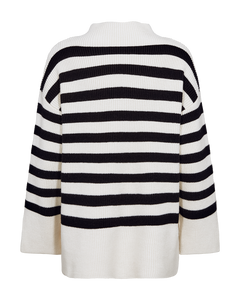 CMCOLIN - RIBSTRIKKET PULLOVER I RÅHVID OG SORT