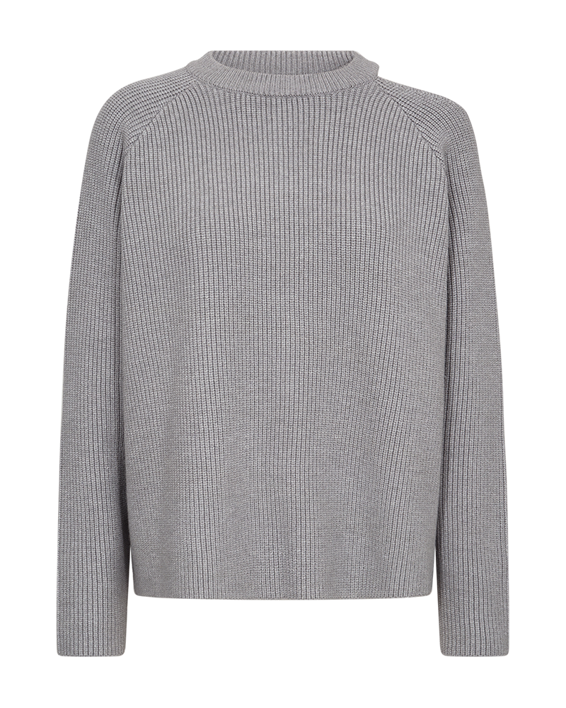 CMCOLIN - RIBSTRIKKET PULLOVER I GRÅ