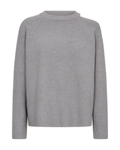 CMCOLIN - RIBSTRIKKET PULLOVER I GRÅ