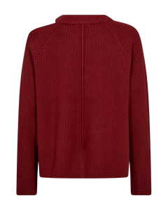 CMCOLIN - RIBSTRIKKET PULLOVER I RØD