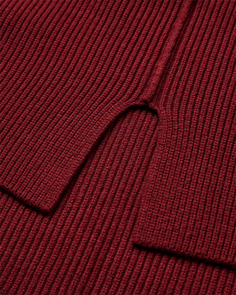 CMCOLIN - RIBSTRIKKET PULLOVER I RØD