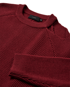 CMCOLIN - RIBSTRIKKET PULLOVER I RØD
