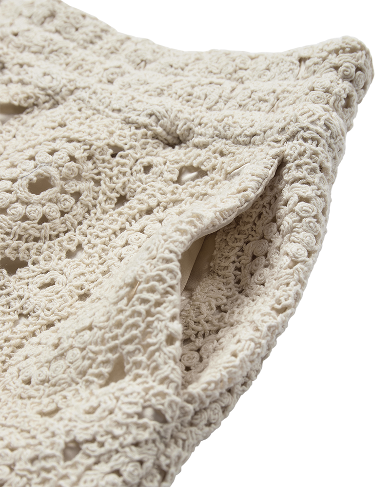 CMCROCHET - BUKSER MED HÆKLET MØNSTER I BEIGE
