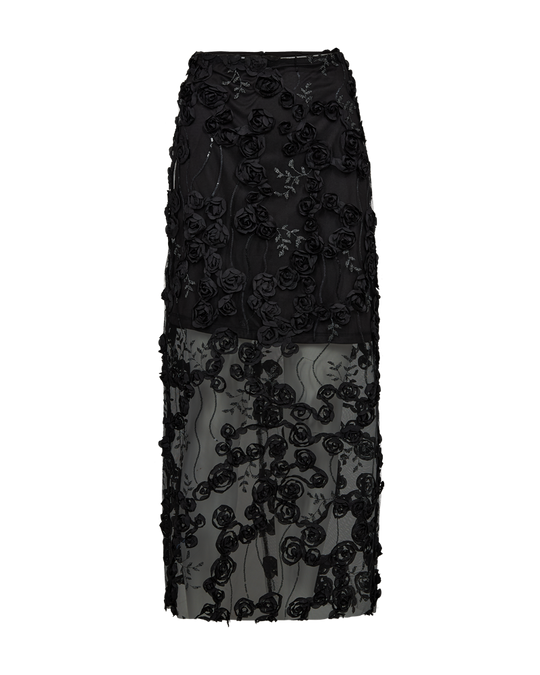 CMROSALY - NEDERDEL MED TREDIMENSIONELLE ROSER I SORT