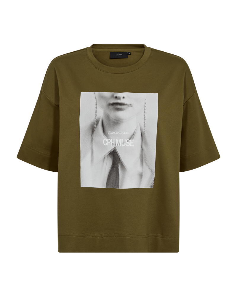 CMMUSE - T-SHIRT I KHAKIGRØN