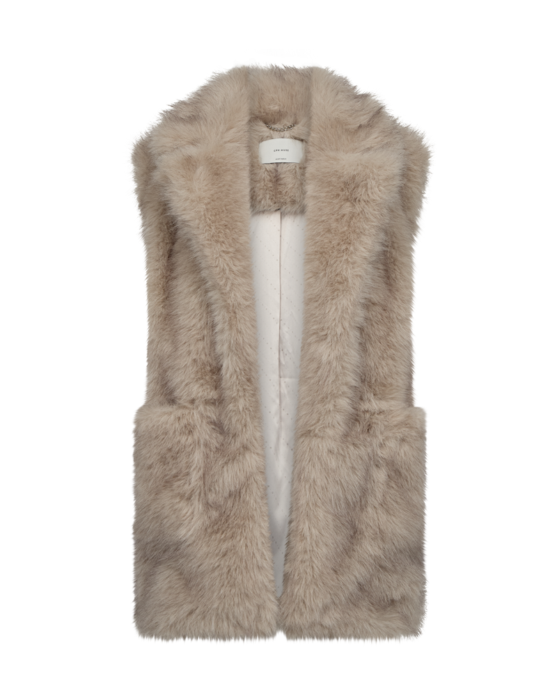 CMPLUSHY - FAUX FUR VEST I BEIGE
