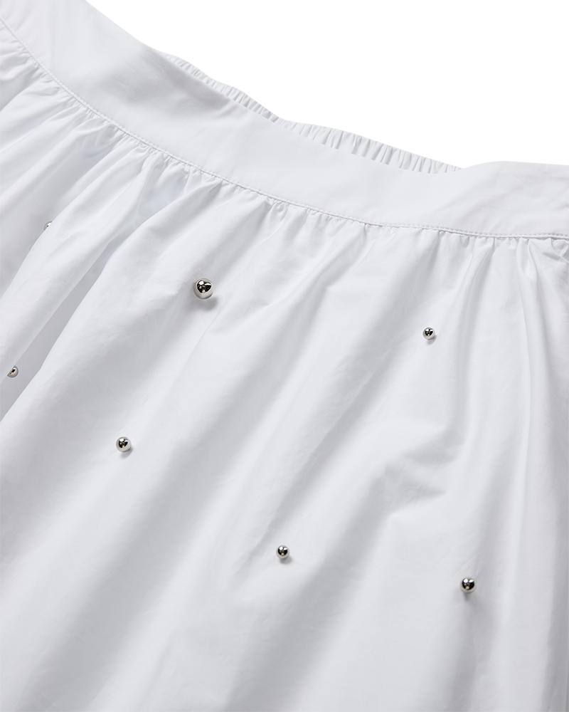 CMSHIRLEY - BALLONNEDERDEL MED PERLER I HVID