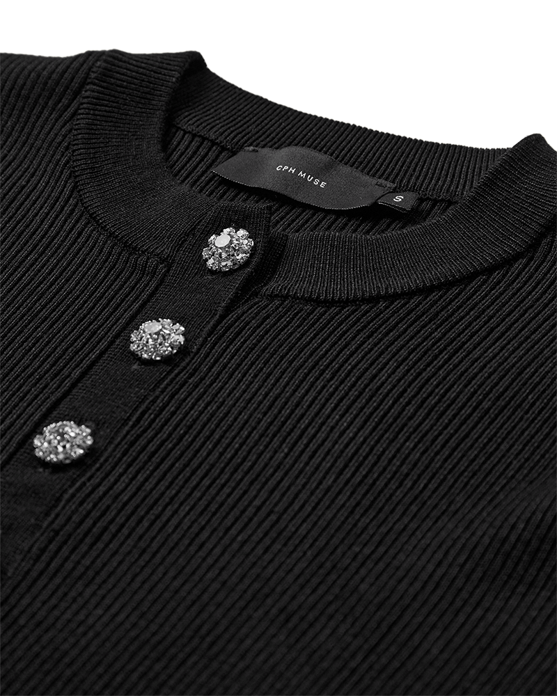 CMVERAN - PULLOVER MED KNAPPER I SORT