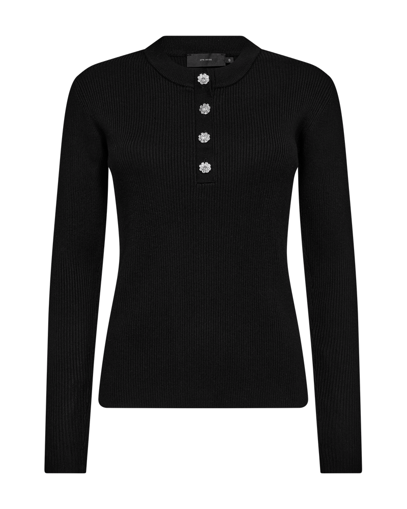 CMVERAN - PULLOVER MED KNAPPER I SORT