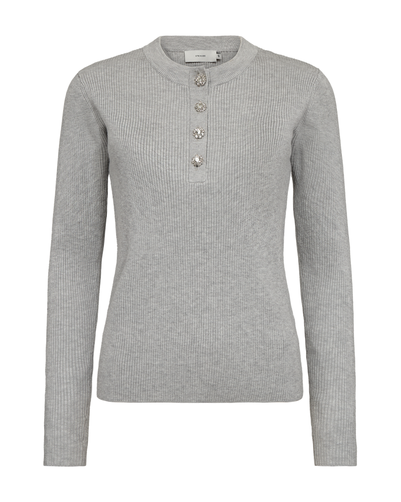 CMVERA - PULLOVER MED KNAPPER I GRÅ
