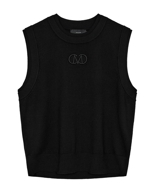 CMVERAN - VEST MED DOBBELT RIBKANT I SORT