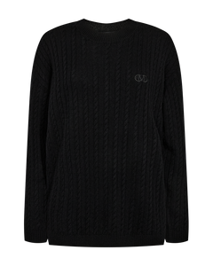 CMCASHMERE - PULLOVER MED LOGODETALJE I SORT