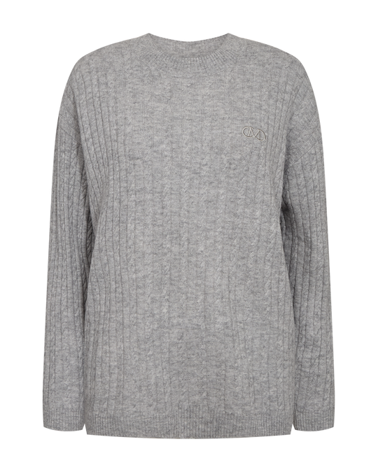 CMCASHA - PULLOVER MED BRODERET LOGODETALJE I GRÅ