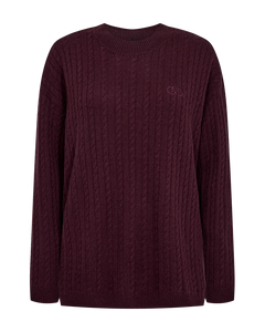 CMCASHA - PULLOVER MED BRODERET LOGODETALJE I RØD
