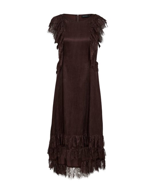 CMMARTA - KJOLE MED BLONDEDETALJER I BRUN