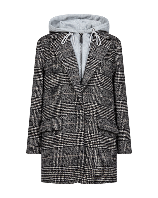 CMHOODIE - JAKKE MED AFTAGELIG HÆTTE I SORT OG RÅHVID