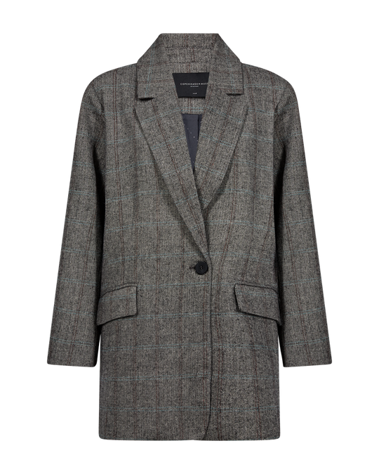 CMJADEN - BLAZER I ULDBLANDING I MØRKEGRÅ MELERET