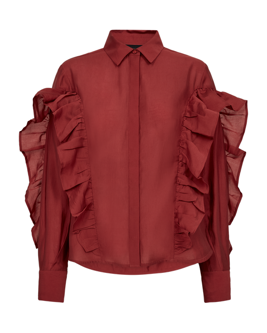 CMMOLLY - SKJORTE MED FLÆSER I RØD