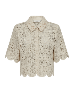 CMCROCHET - HÆKLET SKJORTE I BEIGE