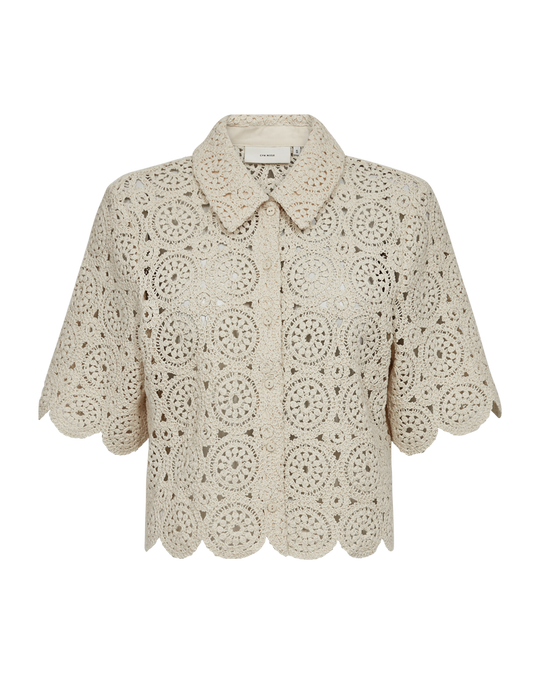 CMCROCHET - HÆKLET SKJORTE I BEIGE
