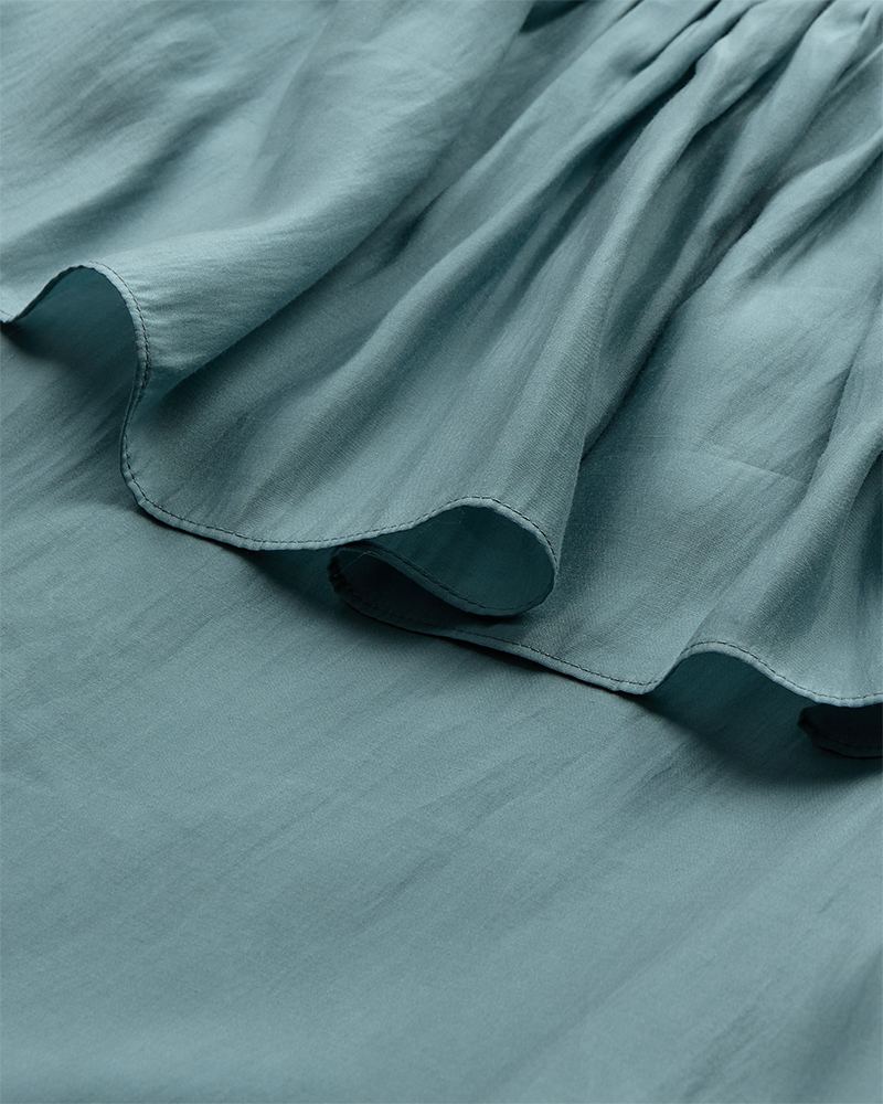 CMMOLLY - KJOLE MED FLÆSER OG BÆLTE I BLÅ