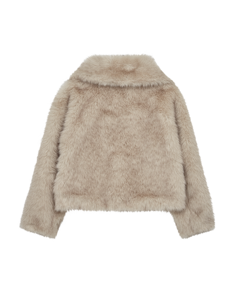 CMPLUSHY - FAUX FUR JAKKE I BEIGE