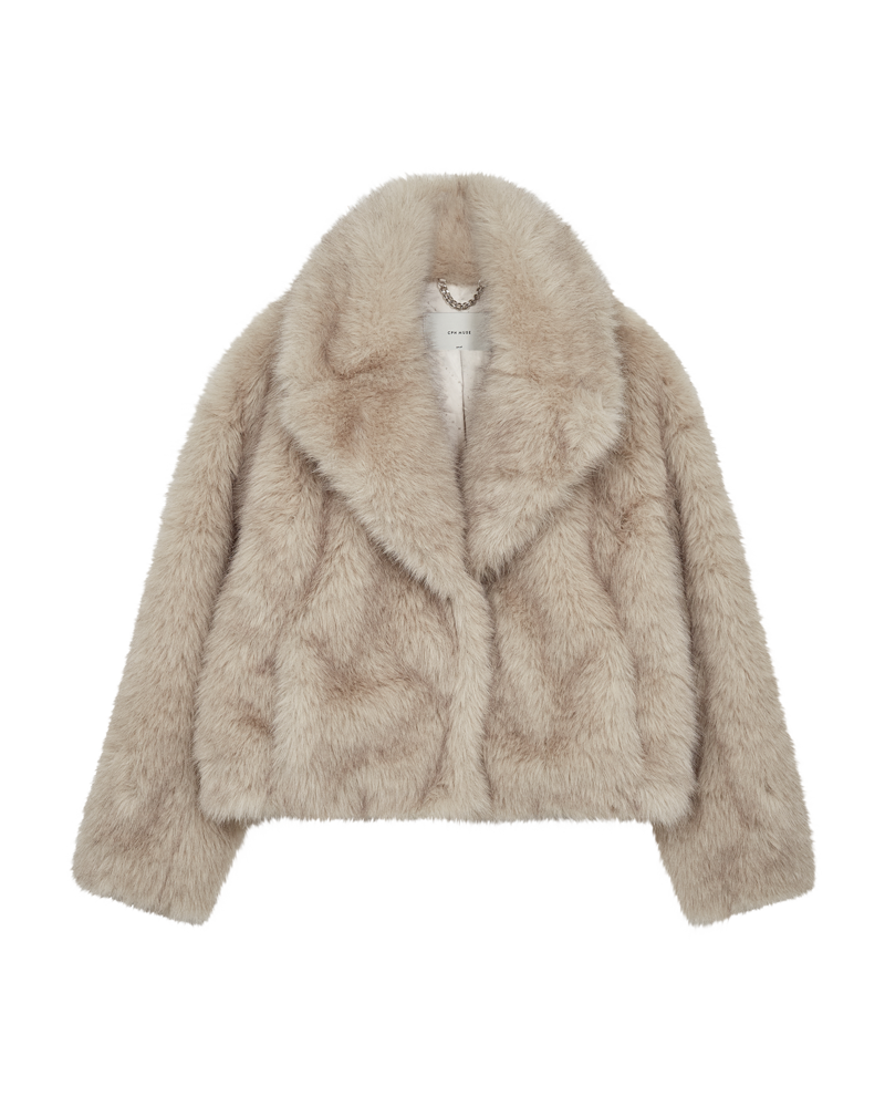 CMPLUSHY - FAUX FUR JAKKE I BEIGE