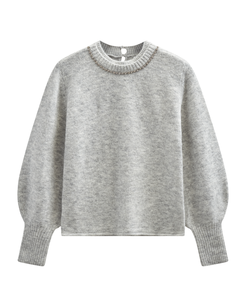 CMIBRA - STRIKKET PULLOVER I GRÅ