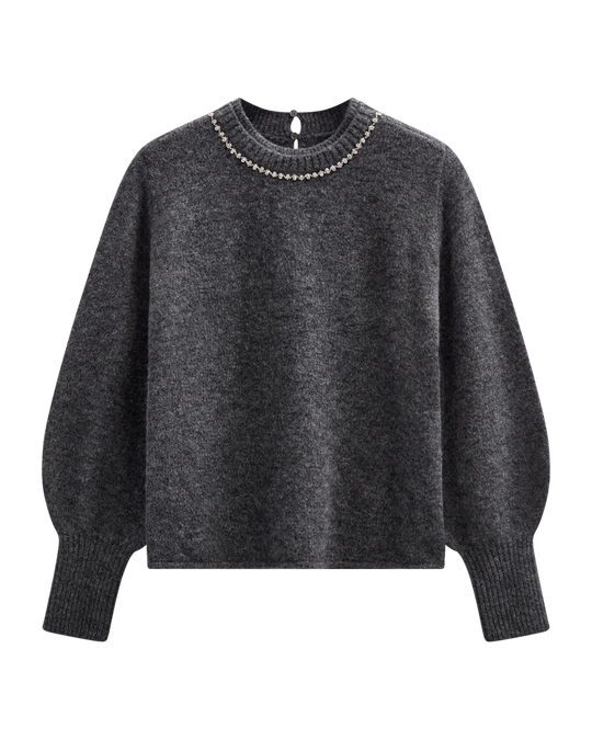 CMIBRA - PULLOVER MED BALLONÆRMER I GRÅ