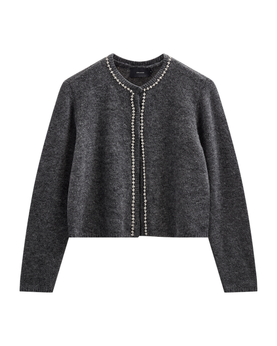 CMIBRA - CARDIGAN MED SIMILISTEN I GRÅ