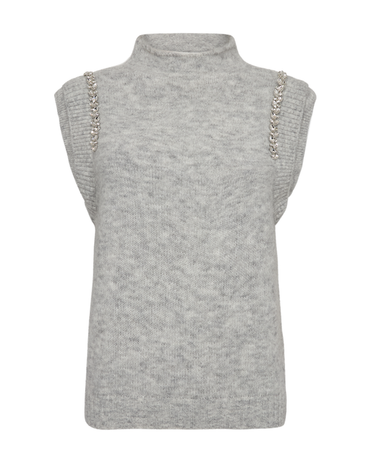 CMIBRA - STRIKKET VEST MED HØJ HALS I GRÅ