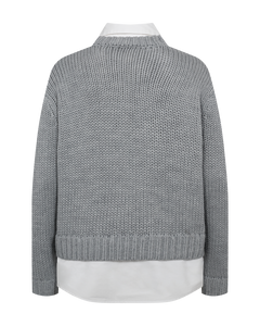 CMYASMIN - GROVSTRIKKET PULLOVER I GRÅ