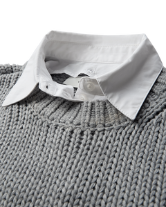 CMYASMIN - GROVSTRIKKET PULLOVER I GRÅ