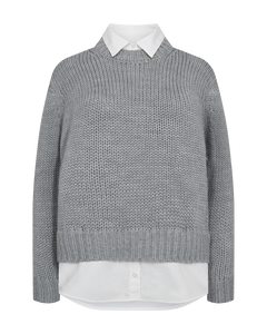CMYASMIN - GROVSTRIKKET PULLOVER I GRÅ