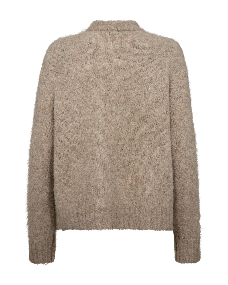 CMKATE - STRIKKET PULLOVER MED LOGODETALJE I BEIGE