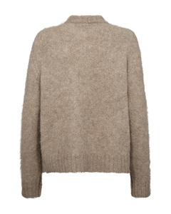 CMKATE - STRIKKET PULLOVER MED LOGODETALJE I BEIGE