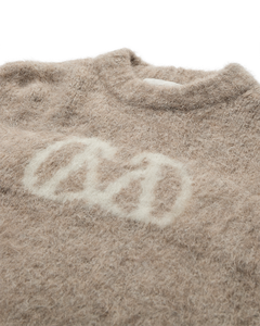 CMKATE - STRIKKET PULLOVER MED LOGODETALJE I BEIGE