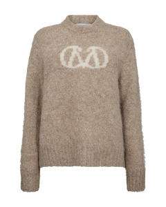 CMKATE - STRIKKET PULLOVER MED LOGODETALJE I BEIGE