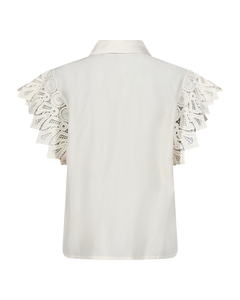 CMMOLLY - SKJORTE MED CUT-AND-SEW BLONDER I RÅHVID