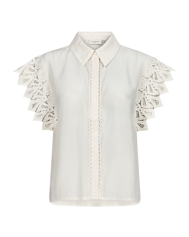 CMMOLLY - SKJORTE MED CUT-AND-SEW BLONDER I RÅHVID